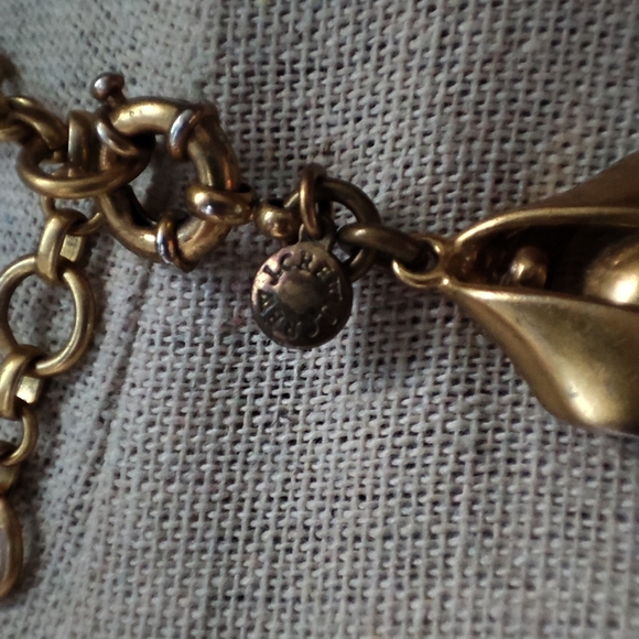 J Crew Pea in a Pod Fortune Cookie Oxidized Brass Metal Necklace Signed - Picture 6 of 14